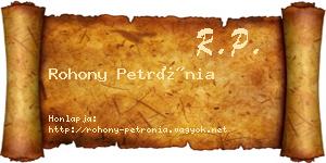 Rohony Petrónia névjegykártya